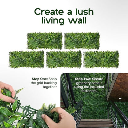 NatraHedge 20''X40'' Artificial Rainforest Living Wall Grass Wall Decor, 5Pcs (28SqFt) Hedge Leaf Grass Panels for Indoor, Outdoor, Garden and Balcony Privacy Fence Screen