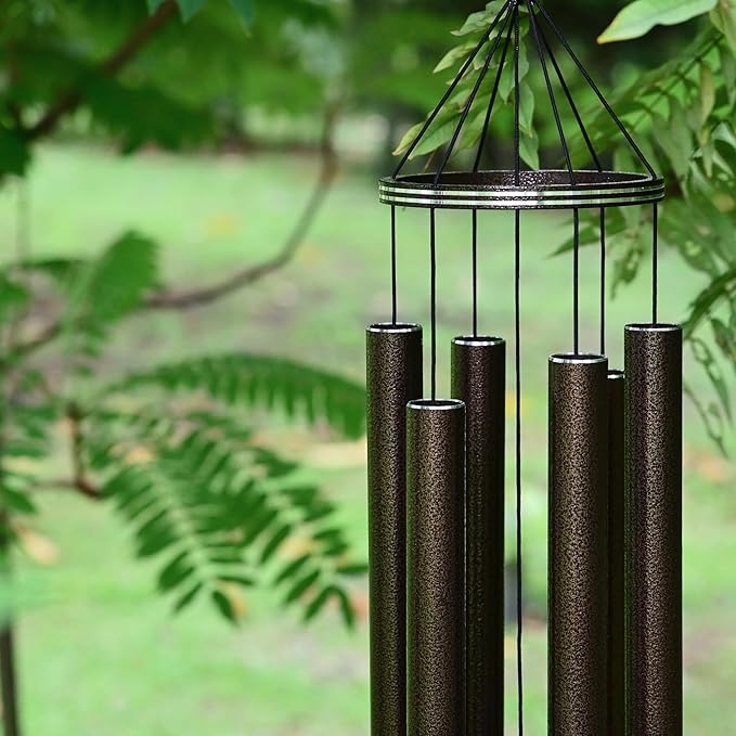 Vanquer Wind Chimes for Outside Deep Tone - 48'' Wind Chimes Outdoor Clearance, Deep Tone, Memorial WindChimes, Outdoor Décor, Wind Spinner, Sympathy Gift, Patio, Home Décor (Bronze)
