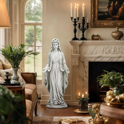 Virgin Mary Statue Outdoor, Large 30 Inch Religious Garden Statue, Blessed Mother Mary Statues Catholic, Durable Weather MGO Stone Sculptures Decor, Lawn Art for Home,Yard,Patio,Forch