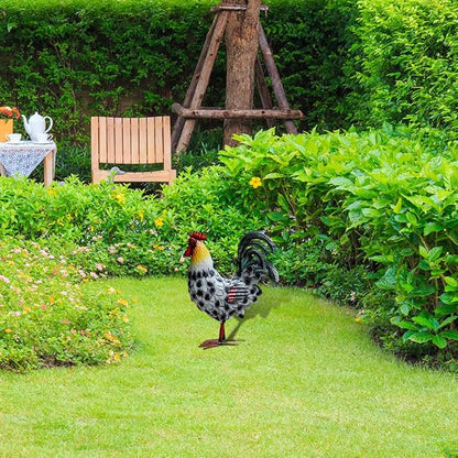 Metal Rooster Yard Decor,16 in Outdoor Chicken Statue Decoration for Patio Lawn Garden,3D Rooster Garden Statues,Chicken Yard Art Sculpture Outdoor Figurines,Metal Chicken Decor,1 Pcs (3 Color)