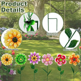 Metal Retro Flower Wind Spinner Art, Guangxie Yard Decorations Outdoor - 6 Pack for Outdoor, Patio, Backyard and Flower Bed Spring Decor (6 Vibrant Colors)