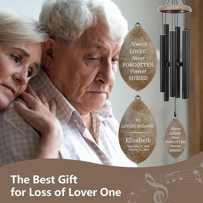 ASTARIN Deep Tone Memorial Wind Chimes Personalized, Sorry for You Loss Bereavement Gifts, Outside Condolence Wind Chime for Loss of Mother Father,Produced in USA