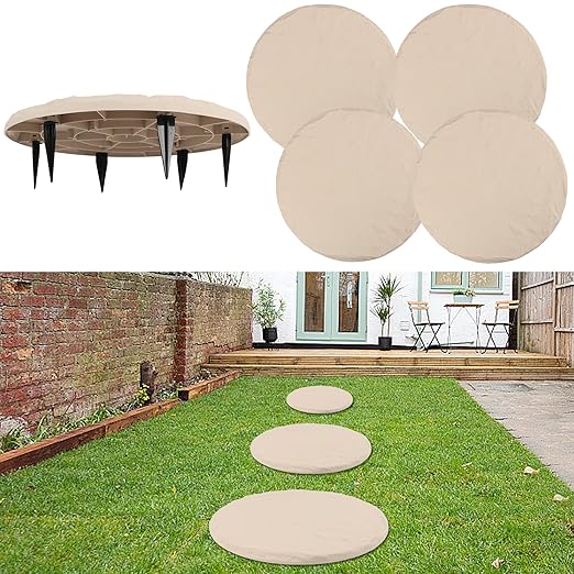 4Pcs Large Stepping Stones Outdoor Garden Walkway, Durable Plastic Pavers for Patio, Pathway, and Landscaping, Weatherproof Stepping Stones with Ground Stakes for Easy Installation