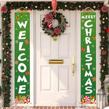 Ivenf Outdoor Christmas Decorations Yard: Cute Green White Front Porch Sign Banner, Welcome Merry Christmas Candy Decorations for Home, Indoor Outdoor Xmas Wall Front Door Yard Garage Décor