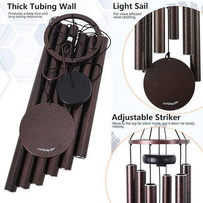 Vanquer Wind Chimes for Outside Deep Tone - 38'' Wind Chimes Outdoor Clearance, Deep Tone, Windchimes Outdoors, Memorial,Wind Spinner, Sympathy Gift, Patio, Home Décor (Bronze)