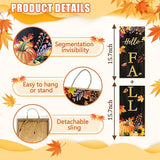 Hello Fall Porch Sign for Front Door, Autumn Wooden Welcome Sign with Maple Leaves Pumpkin for Front Porch Decorations, Fall Garden Decor Outdoor Hanging Signs Wall Sign 31.5"H