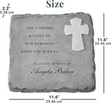 Let's Make Memories Personalized Memorial Garden Stone - Engraved Sympathy Garden Marker - Condolences - Solar Cross - Comfort and Light