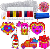 AUEKIV Valentines Suncatcher Crafts Kit 24sets Heart DIY Window Paint Art Suncatchers,Bear Sun Catchers for Valentine's Day Mother's Day Gift Exchange Classroom Art Project Party Favors