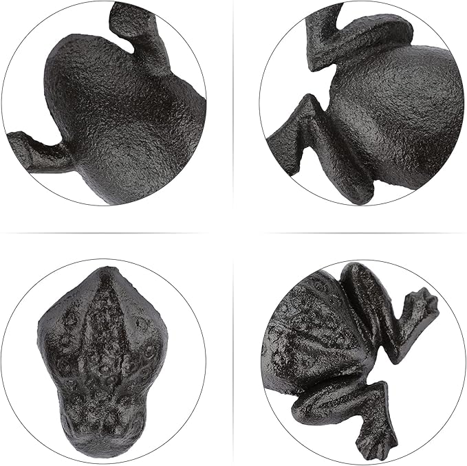 JUXYES Frog Cast Iron Key Hider - Outdoor Small Garden Statue & Indoor Decoration Box for Key, Jewelry & Trinkets
