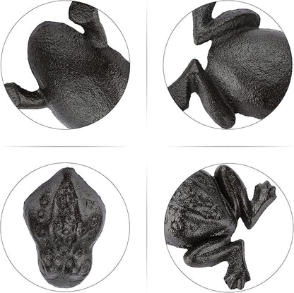 JUXYES Frog Cast Iron Key Hider - Outdoor Small Garden Statue & Indoor Decoration Box for Key, Jewelry & Trinkets