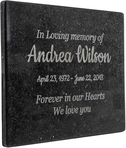 Customized In Loving Memory Black Granite Memorial or Sympathy Gift. Offered in a Variety of Sizes to Meet your Needs and Budget (8 x 6 x .4")