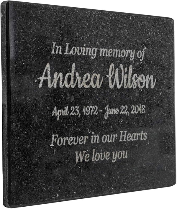 Customized In Loving Memory Black Granite Memorial or Sympathy Gift. Offered in a Variety of Sizes to Meet your Needs and Budget (8 x 6 x .4")