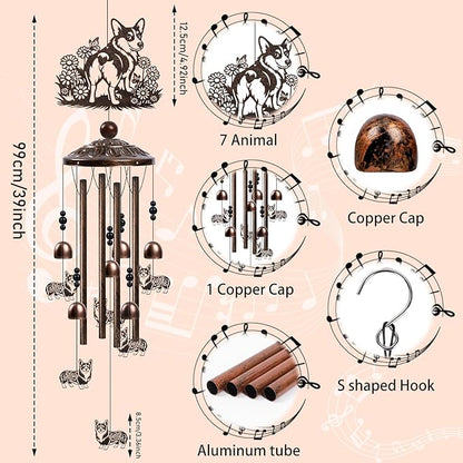 Dog Wind Chimes for Outside - Corgi Gifts for Corgi Lovers Women Men Dog Themed Festival Metal Windchimes Outdoors Decor for Home Yard Patio Garden Birthday Memorial
