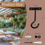 2Pack 4Inch Ceiling Hooks for Hanging Plant, Hanger for Indoor and Outdoor Plant Pots Holder, Wall Hook for Planters, Flower Basket, Wind Chimes, Lanterns, Lights, Bird Feeders, Home Decor-Black