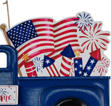 Glitzhome 23.75" H Metal Truck Patriotic Garden Yard Signs with Stake, 4th of July Welcome American Holiday Wall Outdoor Backyard Party Patriot's Day Decon