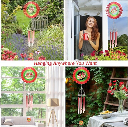 Wind Chimes with Cardinal Wind Spinner, Gifts for Mothers Day Grandma Mom Women Birthday Retirement Teacher, 31" Windchimes Outdoor Decor Hanging Mobile for Garden Porch Patio Backyard