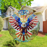 10 Inch 3D Flag Eagle Wind Spinner, Unique Metal Hanging Kinetic Wind Sculpture Gifts for Women Mom Grandma Wife, Outdoor & Indoor Decorations, Yard and Garden Ornament