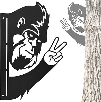 Bigfoot Yard Decor, 15 * 10“ Big Foot Sasquatch Gifts, Bigfoot Metal Victory Sign Gift, Sasquatch Metal Wall Art, Humorous decor for garden, Multiple Styles and Sizes, Easy Aseembly