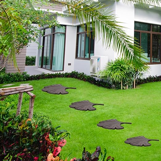 BRASSTAR Cast Iron Ginkgo Leaf Shape Modeling Stepping Stone Garden Lawn Flower Bed Outdoor Farmland Decor TQGJPT827