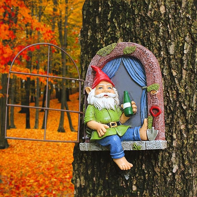 Gnome Tree Hugger, Funny Garden Gnomes Outdoor Decorations for Lawn Patio Yard Home Decor, Spring Gardening Gnome Gifts, Whimsical Tree Sculpture Peeker Yard Art