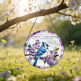 Stained Glass Window Hanging 7.8 in Memorial Ornaments with Poem Sympathy Gifts for Loss of Loved One Sun Catchers Indoor Window Bird Ornaments Suncatcher Decor