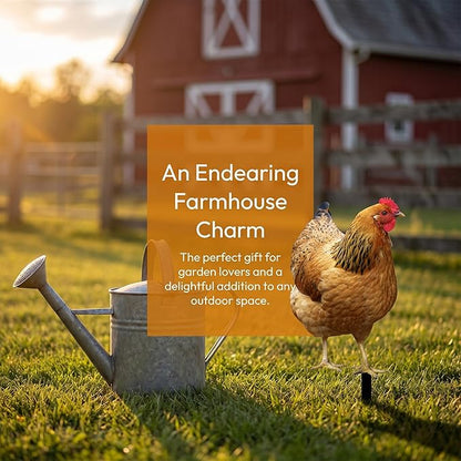 Hen Statue Garden Stake Animal Sculpture Lifelike Lawn Sign Metal Realistic Yard Art Chicken Figurine Ground Insert for Floor, 31.5x17.4x0.1cm