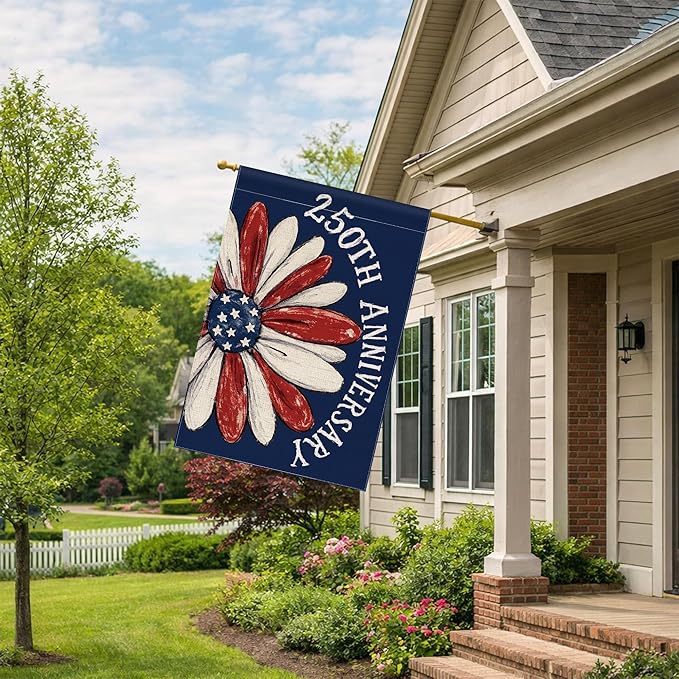250th Anniversary America Garden Flag, 250 Anniversary USA Flag Patriotic Banner 250 Years of Freedom Yard Sign 4th of July Double-Sided Waterproof 1776-2026 Commemorative Flag 28x40 Inch