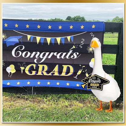 2026 Graduation Porch Goose Sign Congrats Grad Wooden Sign Graduation Cap Shaped Wooden Goose Signs Accessories Decor for Yard Porch Lawn