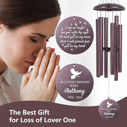ASTARIN Customized Wind Chimes for Loss of Loved One, Memorial Gifts for Loss of Mom/Dad, Bereavement Gifts for Loss of Father, Wind Chimes for Outside Deep Tone, Produced in USA