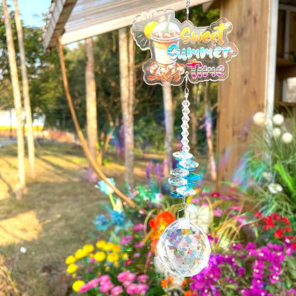 Summer Crystal Suncatcher for Windows Rainbow Maker Hanging Prism Ornament, Sunlight Catcher for Home and Garden Decor, Perfect Summer Gift for Mom Friends or Grandma