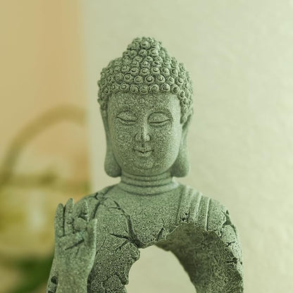 Buddha Statue for Home Stone Zen Garden Accessories Meditation Zen Garden Yoga Bonsai Micro Landscape Feng Shui Decor Fish Tank Aquarium Decorations (A-Small)