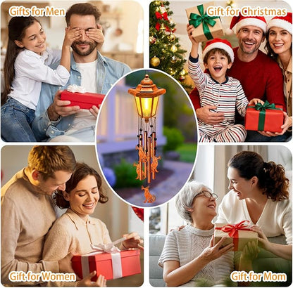 Large Solar Dog Wind Chimes with Wind Catcher/Solar Decor Light to Create a Zen Atmosphere Decor for Outdoor Garden Patio Balcony, Classic Bronze Wind Chimes, Gifts for Mom Grandma Women Wife Daughter
