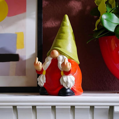 Middle Finger Gnome Statue 12.4in Female, Large Naughty Garden Gnome Statue Decoration and Lawn Ornament - Funny Garden Gnomes for Outdoor or Home Decor
