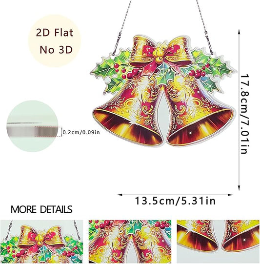 Christmas Bell Ornaments Colorful Window Hanging Decorations Home Wall Decor for Bedroom Patio Indoor Outdoor