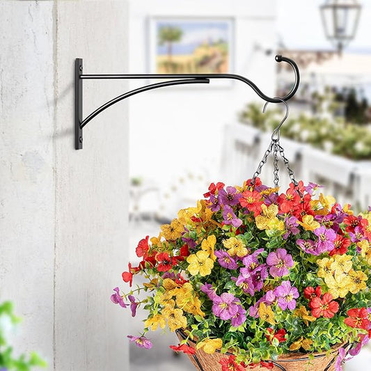 saffruff 11 Inch Heavy Duty Plant Hangers Outdoor, Metal Plant Brackets for Hanging Baskets, Plant Wall Hooks for Bird Feeders, Wind Chimes & Lanterns, Premium Metal Hooks Matte Black, 30lbs Capacity
