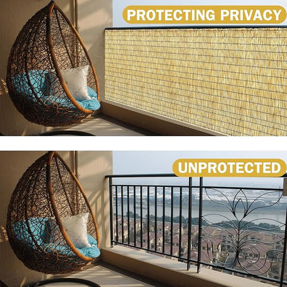 KOIUEYW Bamboo Reed Fencing, Natural Reed Fence Rolls 4 Feet High, Decorative Bamboo Privacy Curtains for Patio Garden Balcony Backyard Outdoor, 4 x 16 FT