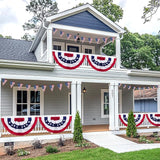 6 x 3 Ft 4th of July Decorations Big American Pleated Fan Flag, 3 Pcs Patriotic Decorations American Flag Bunting, Red White and Blue Half Fan Banner Bunting Flags Outdoor Indoor for Memorial Day Decor