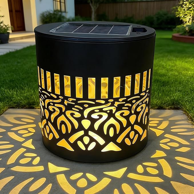 Decorative Solar Mandala Lights | Metal Solar Powered Outdoor Wall & Step Lighting | Waterproof Garden/Patio/Fence Lights with Auto On/Off | Mandala Pattern Backyard Decor for Deck,Post,Yard (4)