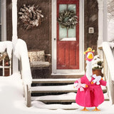 Shyyween Mommy and Baby Porch Goose Outfit for 23'' Cement Statue Silly Geese Clothes Hot Pink Bathrobe with Baby Geese for Outdoor Garden Yard Lawn Patio Duck Decoration