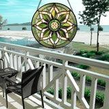 Stained Glass Window Hanging - White Green Boho Flower Suncatcher for Doors Window Home Sun Catchers Decor Christmas Mother's Day Birthday Gifts for Teacher Women Men Mom Nana 11.8 in