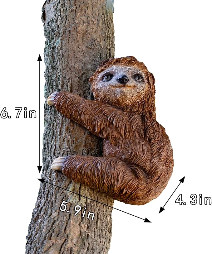 Sloth Tree Hugger, Outdoor Ornament, Sloth Sculpture, Resin Garden Sculpture Ornament, Tree Peeper Statue Garden Statue Deals