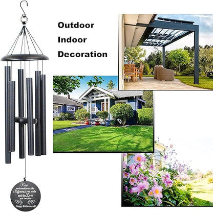 Retirement Gift for Woman Men, 32" Wind Chimes Retirement Gifts, Happy Retirement Gifts for Coworker Colleague Boss Teachers Nurses Friends, Going Away Gifts Retirement Decorations (Black)