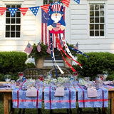40 Inches Uncle Sam Windsock Decoration, Patriotic USA Themed Hanging Outdoor Wind Sock Ornament with Red, White, Blue Streamers, 'USA' Lettering, and Stars for 4th of July, Memorial Day, Veterans Day