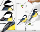 Chickadee (1 Pair) Stained Glass Birds Suncatcher for Mom, Grandma, Women - Real Glass Window Hanging Ornament - Handmade Bird Lover Home Decor (Gifts Ready Packaging)