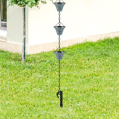Tfro & Cile Rain Chain Anchoring Stake Black Cone Garden Locator for Gutter Downspout