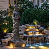 42" Extra-Large Buddha Outdoor Statue, Tall Zen Meditative Buddha Figures, Durable Weatherproof MGO Sculpture for Garden, Patio, Yard, Porch or Indoor, Gold-Black Antique Finish Home Decor Gift