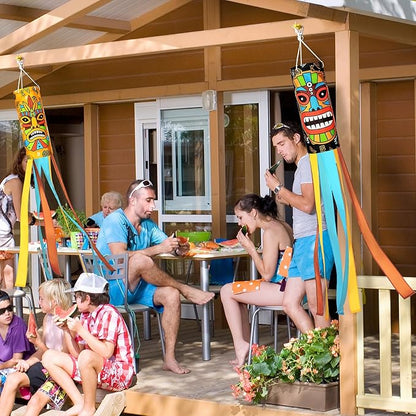 Relaxweex 2 Pcs Tiki Party Decorations 40 Inch Hawaiian Windsocks Tiki Outdoor Decorations Luau Tropical Windsock Hawaiian Hanging Decor for Birthday Summer Jungle Party Decoration Hawaii Bar Supplies