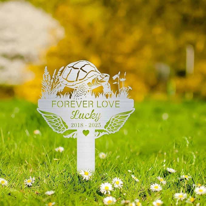 Custom Turtle Memorial Stake, Turtle Loss Gift, Sympathy Sign, Metal Pet Grave Markers, Remembrance Stake, Outdoor Garden Decor, Pet Headstone, Memorial Plaque for Outdoors