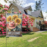 Welcome Cowgirl Sunflower Garden Flags 12×18 Inch Double Sided Decorative Yard Banner Seasonal Flag for Outdoor Outside Decor