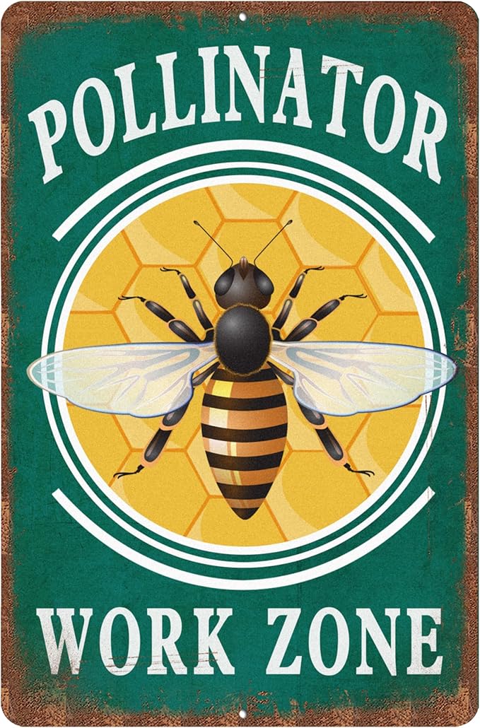 Vintage Garden Signs pollinator work zone Retro Yard Metel Tin Signs outdoor Aluminium Wall Decor